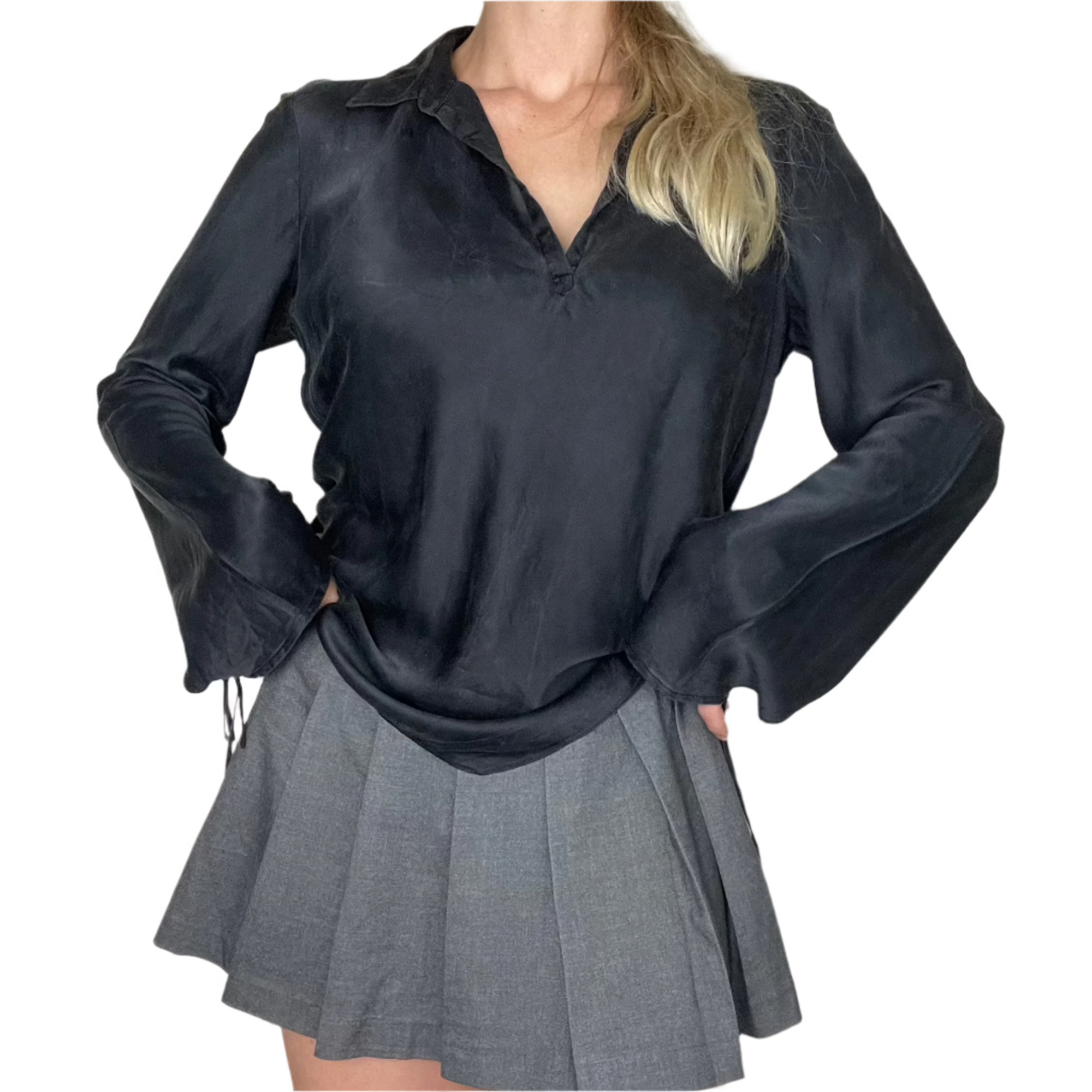 gray pleated mini skort S