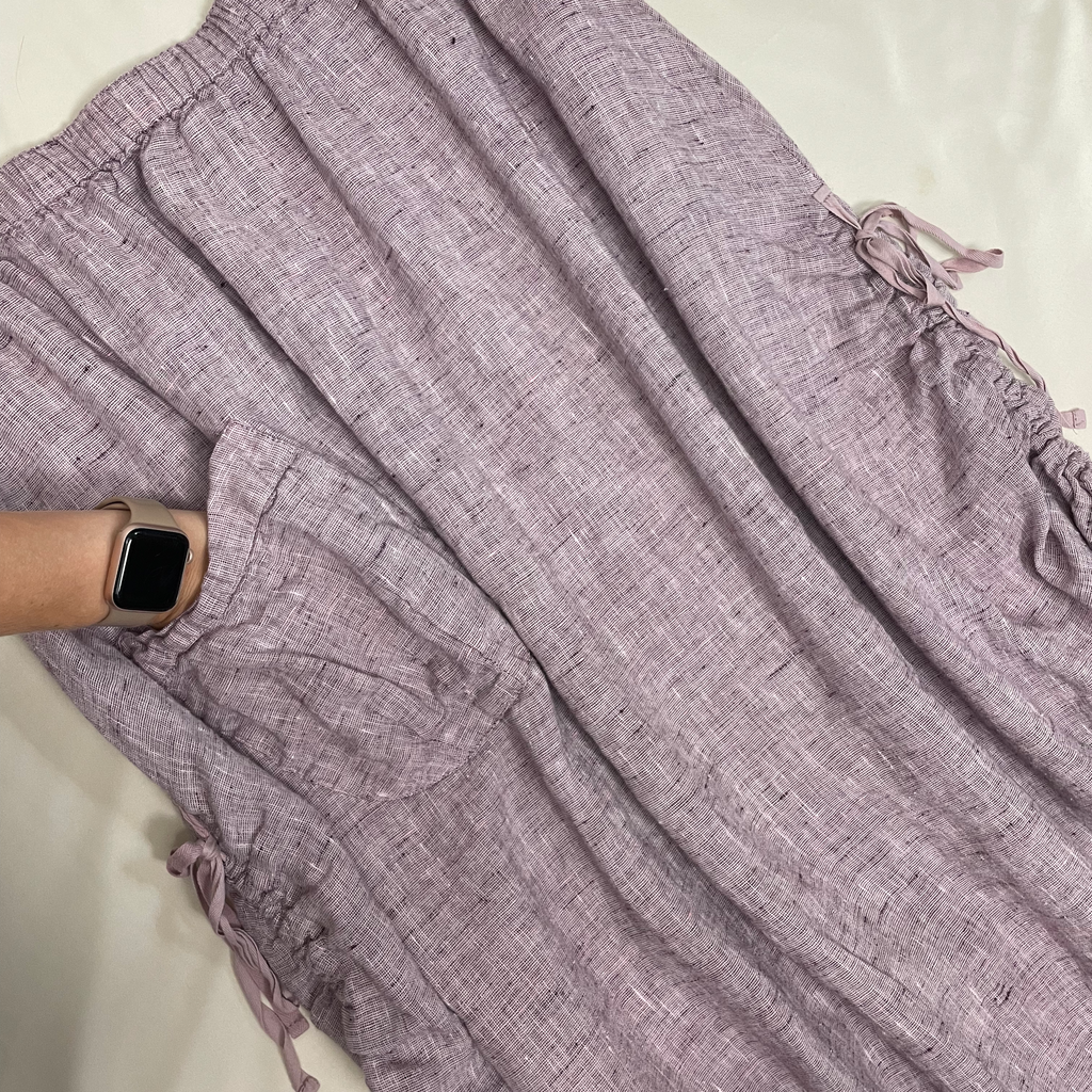 flax linen maxi skirt L