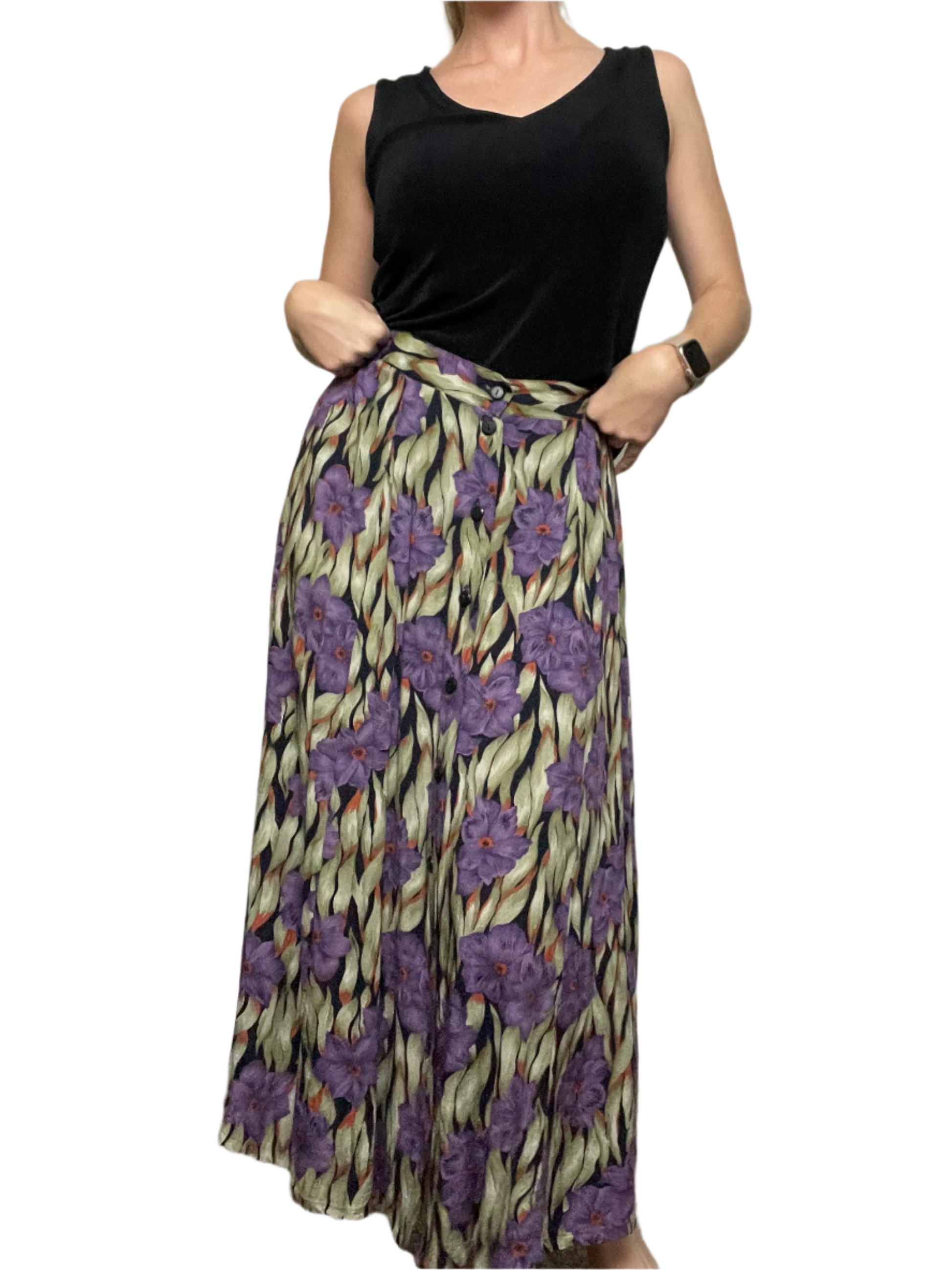 lightweight floral maxi skirt M