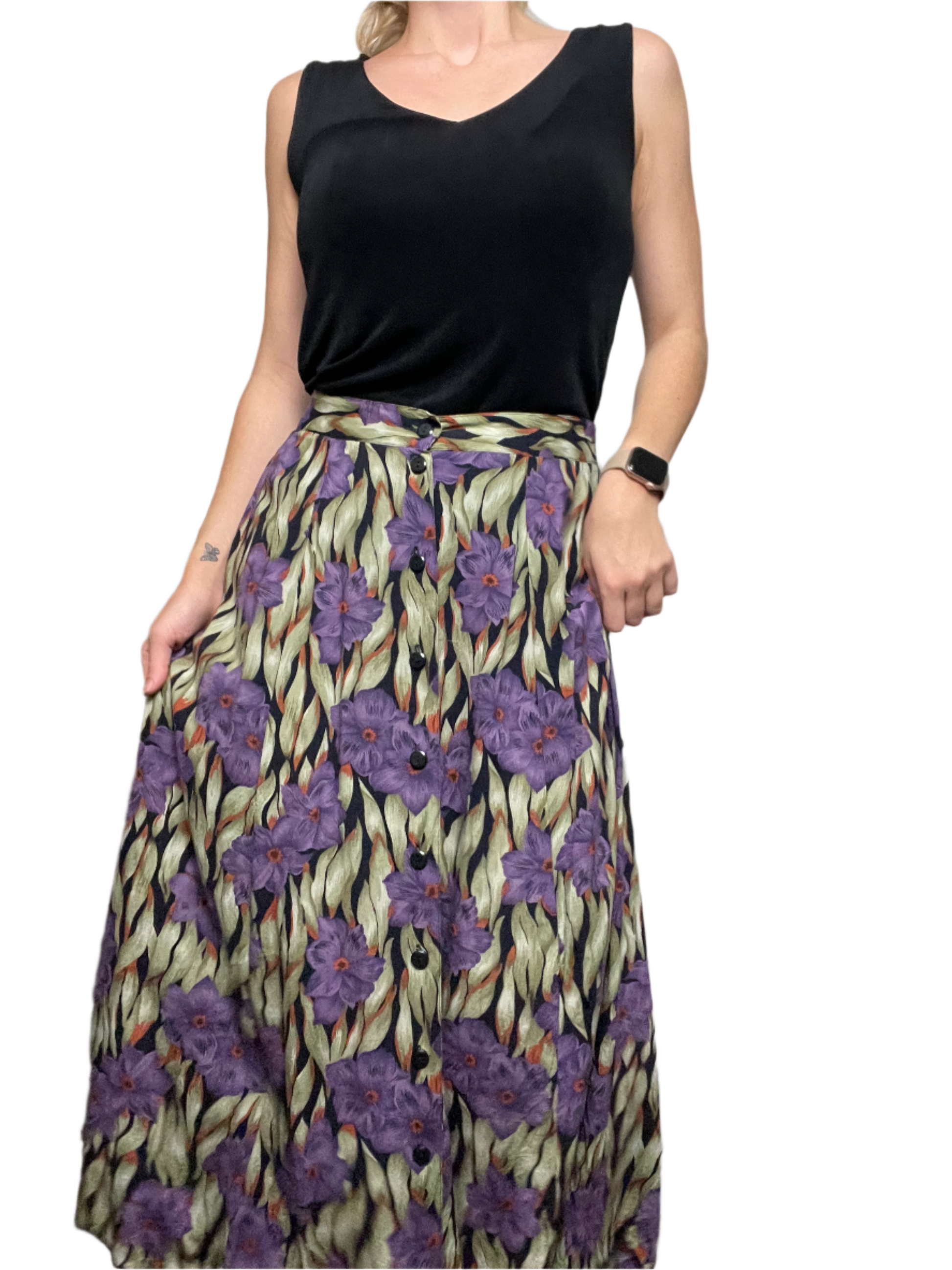 lightweight floral maxi skirt M