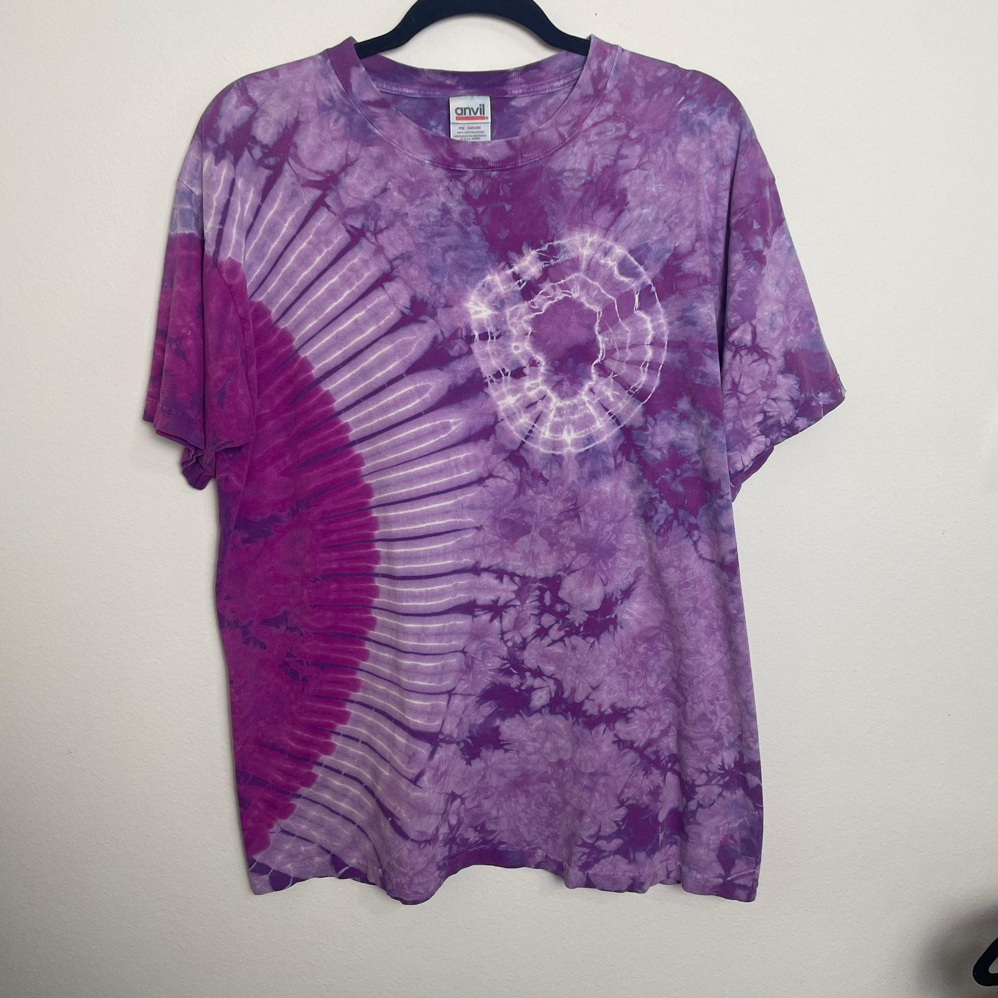 purple cotton tye dye tee L
