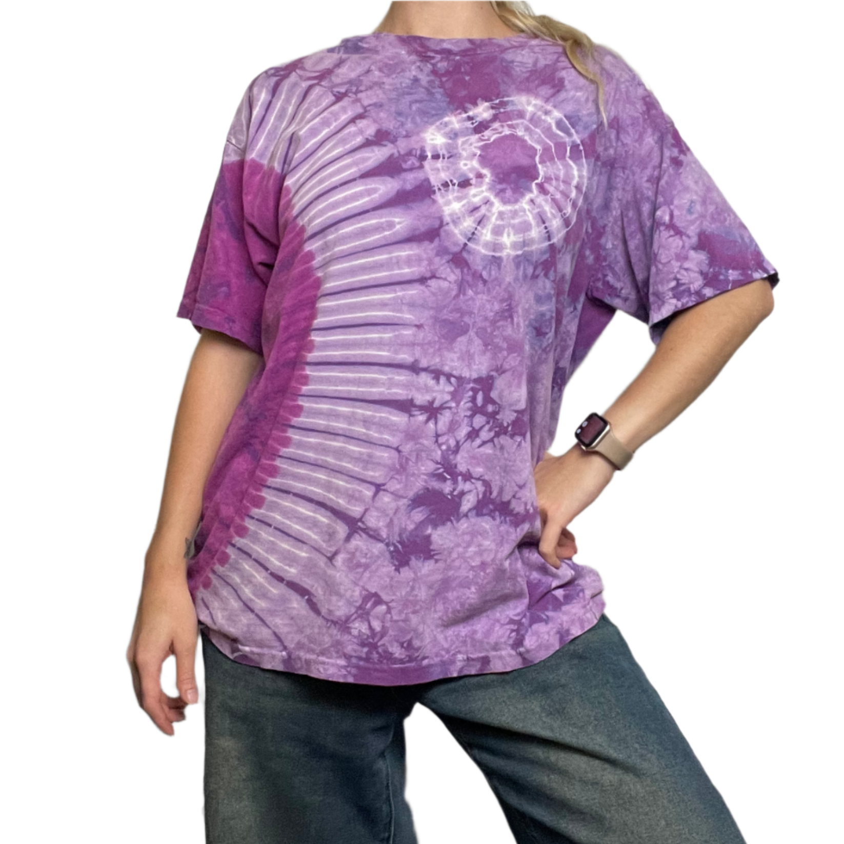 purple cotton tye dye tee L