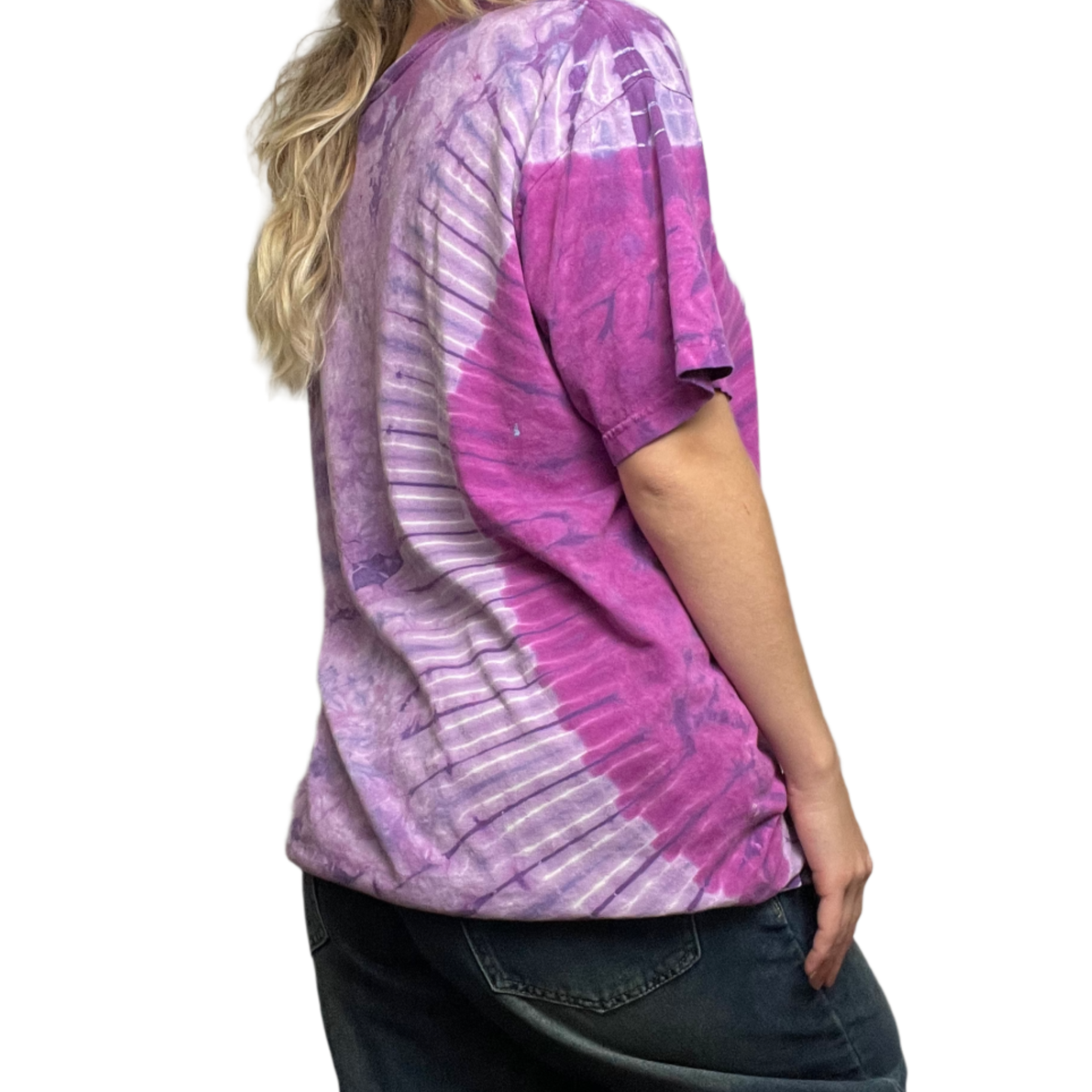 purple cotton tye dye tee L