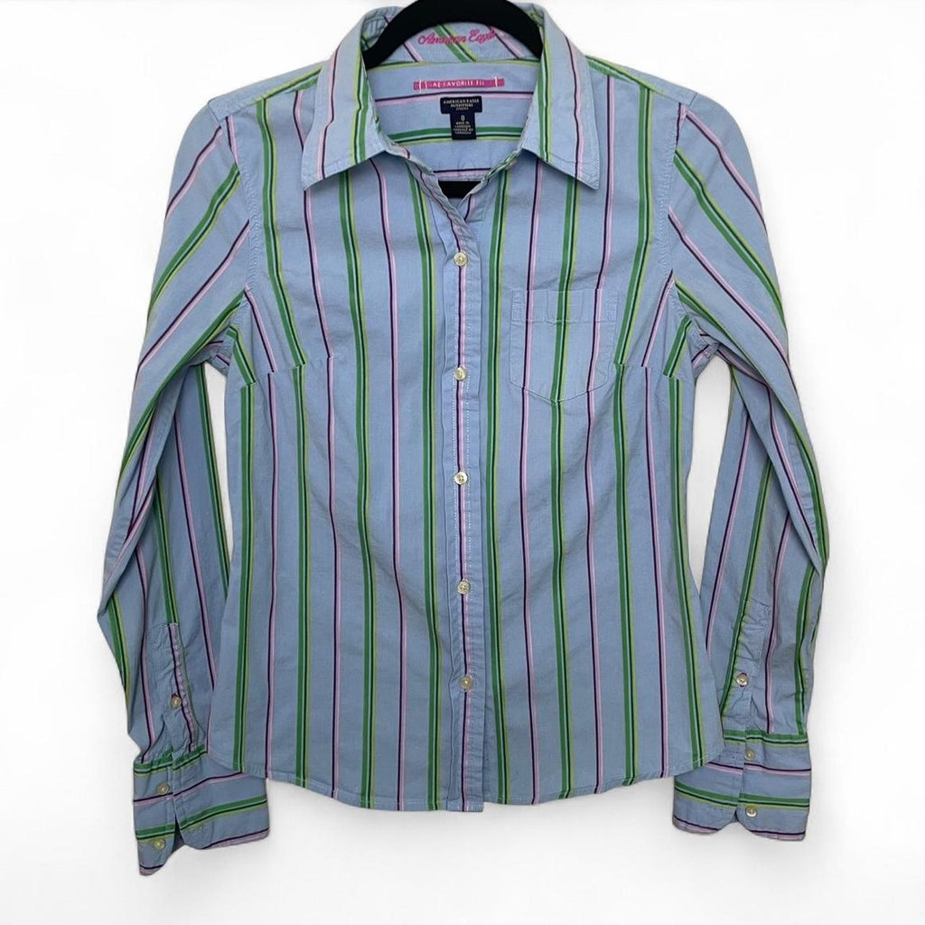 AE striped button up size 8