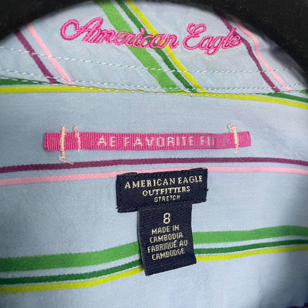 AE striped button up size 8